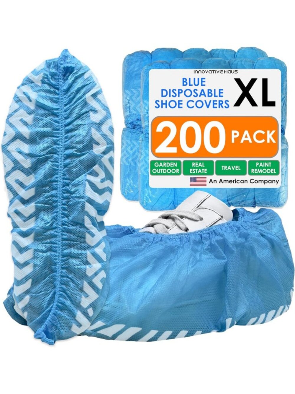XL Blue Disposable Non-Slip Shoe Covers - 200 Pack Booties for Home & Events